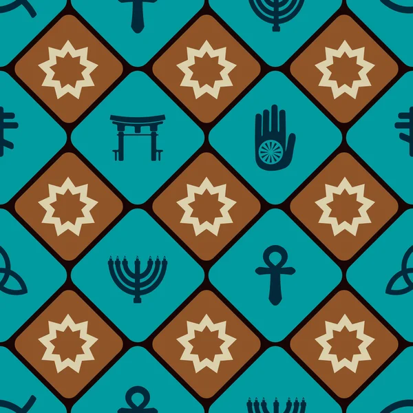 Fond sans couture avec des symboles de religion — Image vectorielle