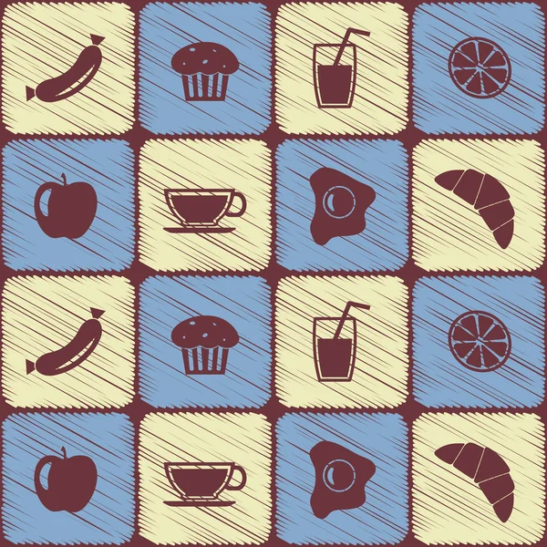 Nahtloser Hintergrund mit Frühstückssymbolen — Stockvektor