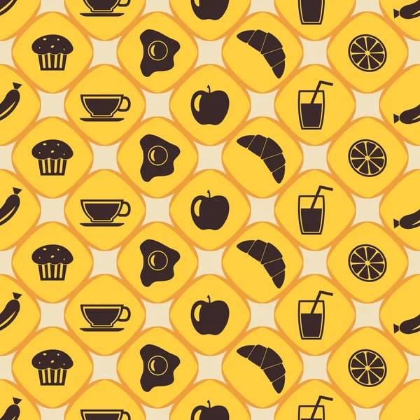 Nahtloser Hintergrund mit Frühstückssymbolen — Stockvektor