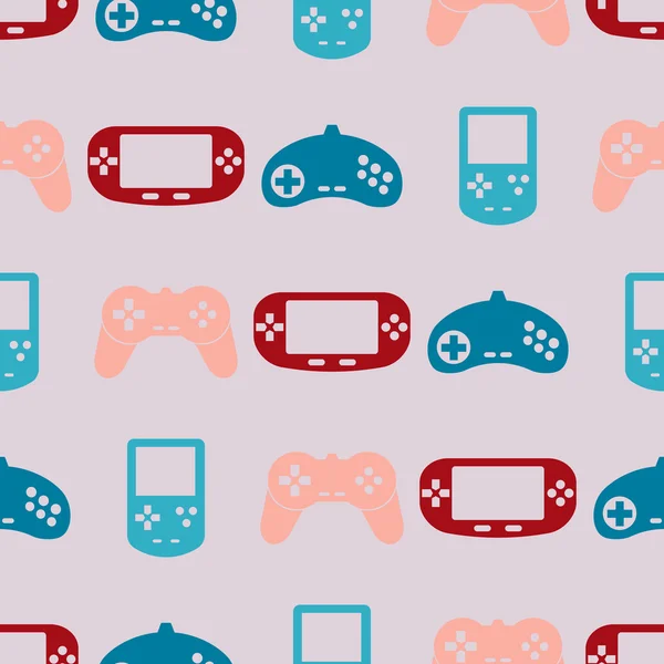 Seamless background with game consoles — Stock Vector