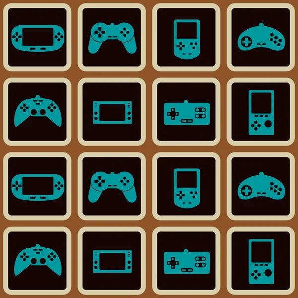 Seamless background with game consoles — Stock Vector