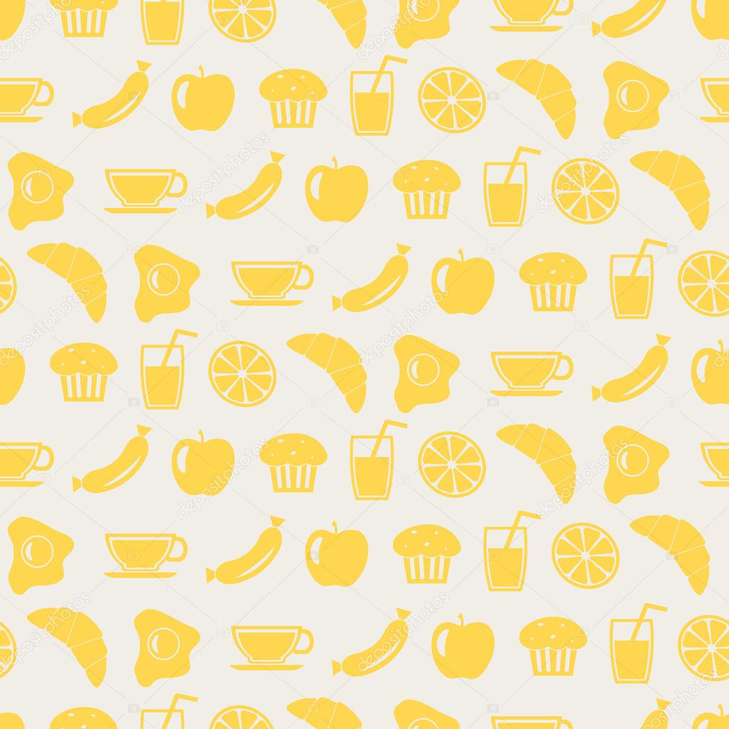 Seamless background with breakfast symbols