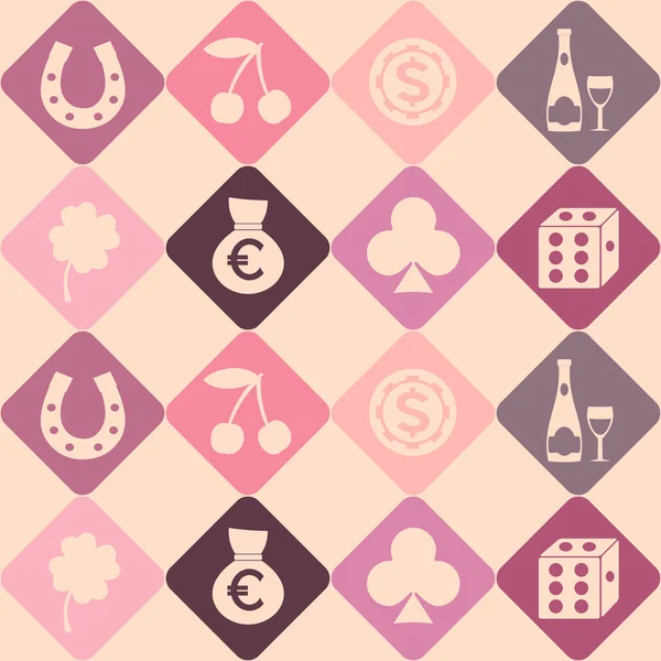 Nahtloser Hintergrund mit Symbolen des Glücksspiels — Stockvektor