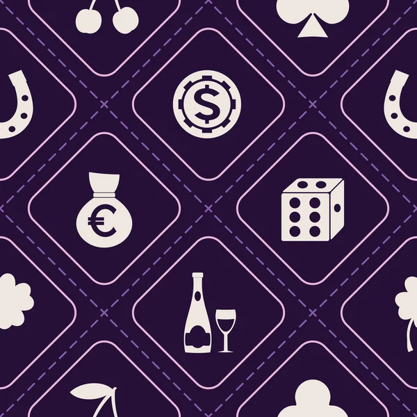 Sömlös bakgrund med symboler av hasardspel — Stock vektor
