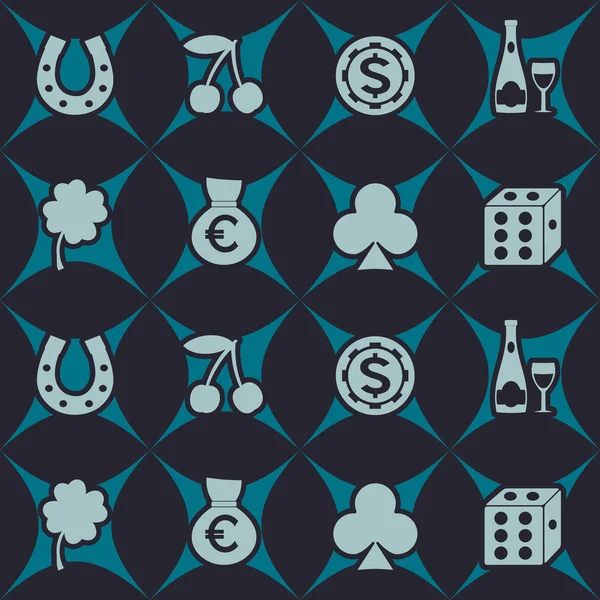 Απρόσκοπτη υπόβαθρο με σύμβολα των τυχερών παιχνιδιών — Διανυσματικό Αρχείο