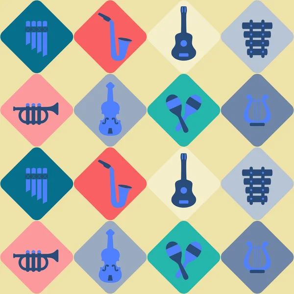 Seamless background with musical instruments — Stock Vector