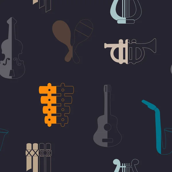 Fundo sem costura com instrumentos musicais — Vetor de Stock