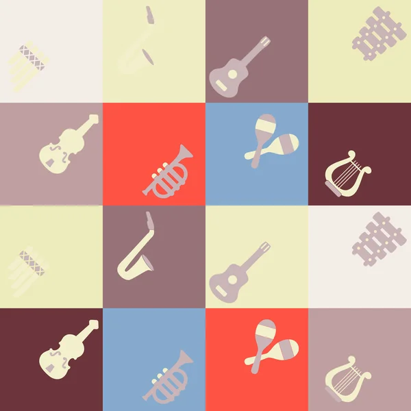 Seamless background with musical instruments — Stock Vector
