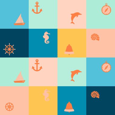 Deniz eğlence sembolleri ile sorunsuz arka plan