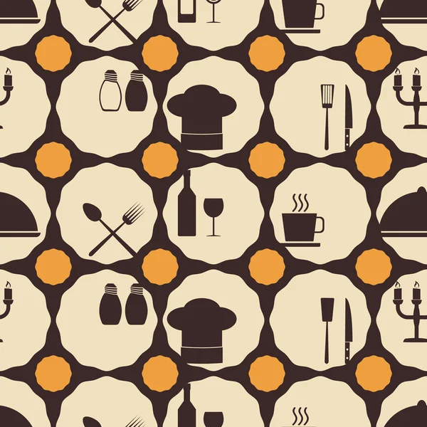 Nahtloser Hintergrund mit Restaurant-Symbolen — Stockvektor