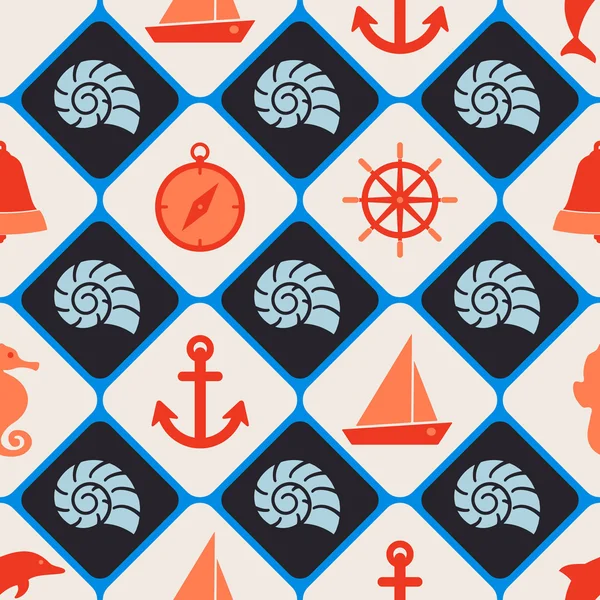 Безшовний фон з морськими символами відпочинку — стоковий вектор