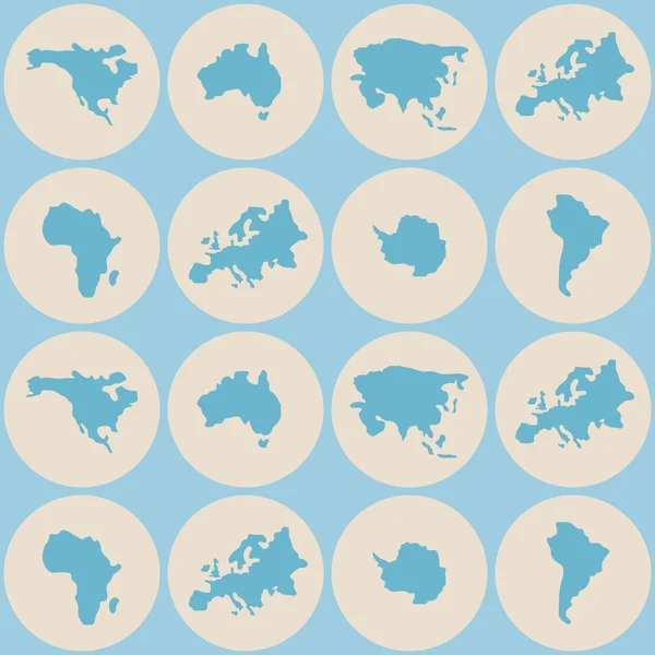 Naadloze achtergrond met continenten en delen van de wereld — Stockvector