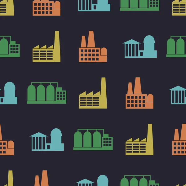 Fondo sin fisuras con diferentes edificios industriales — Vector de stock