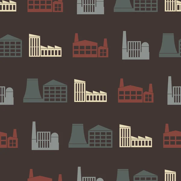 Fondo sin fisuras con diferentes edificios industriales — Vector de stock