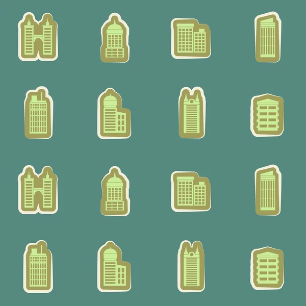 Sömlös bakgrund med olika stadens byggnader — Stock vektor