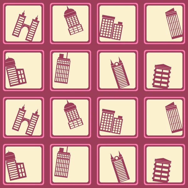 Fondo sin fisuras con varios edificios de la ciudad — Vector de stock