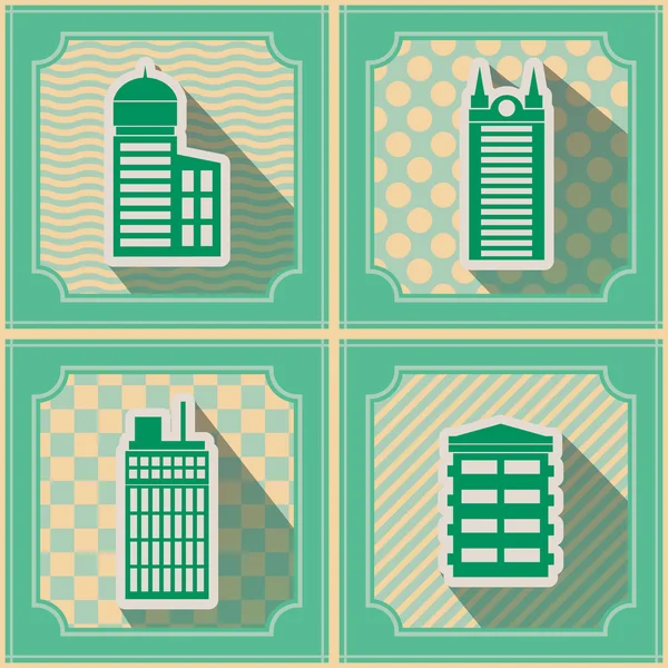 Fond sans couture avec divers bâtiments de la ville — Image vectorielle