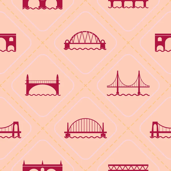 Seamless background with different bridges — Stock Vector