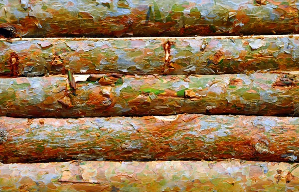 Abstract background with wooden log fence — Stock Photo, Image