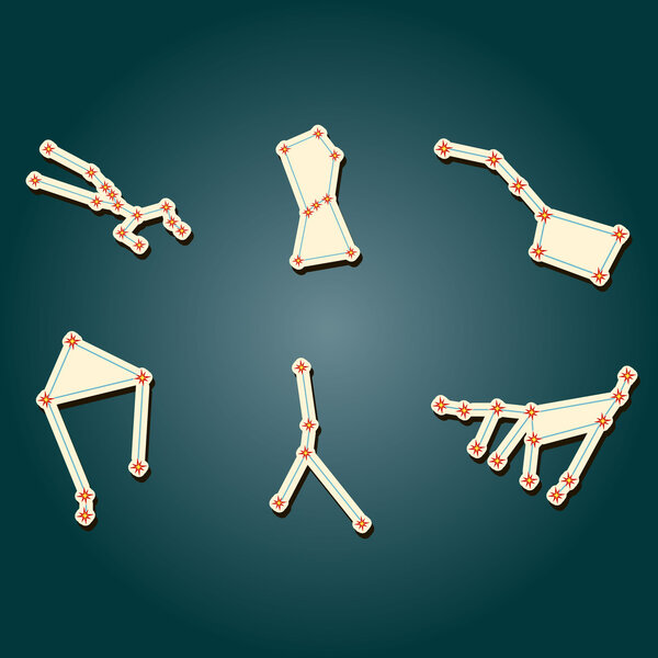 Set of color icons with different constellations