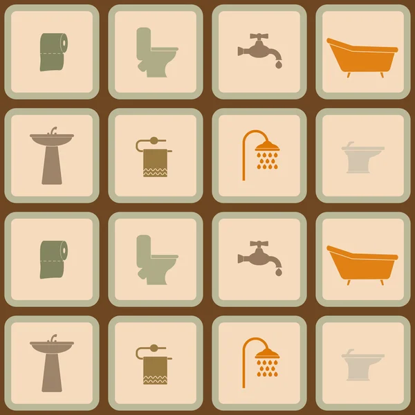 Seamless background with bathroom icons — Stock Vector