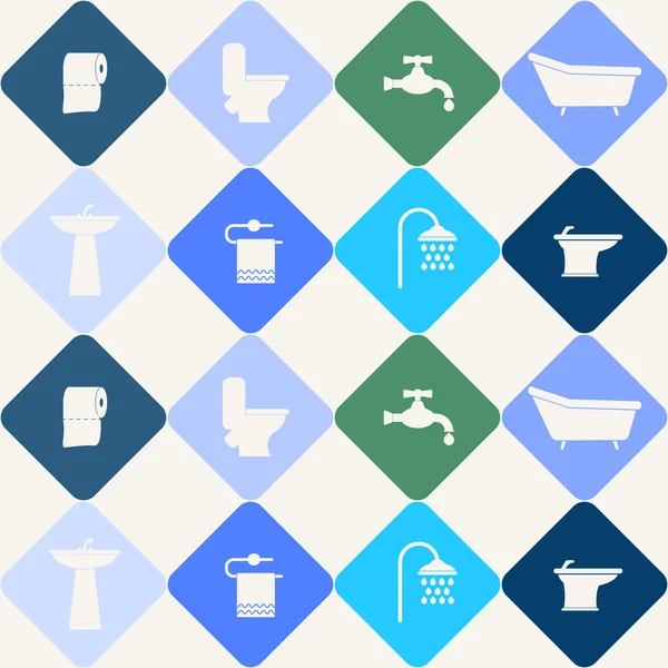 Fundo sem costura com ícones do banheiro — Vetor de Stock