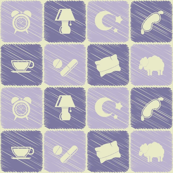 Seamless background with sleeping icons — Stock Vector