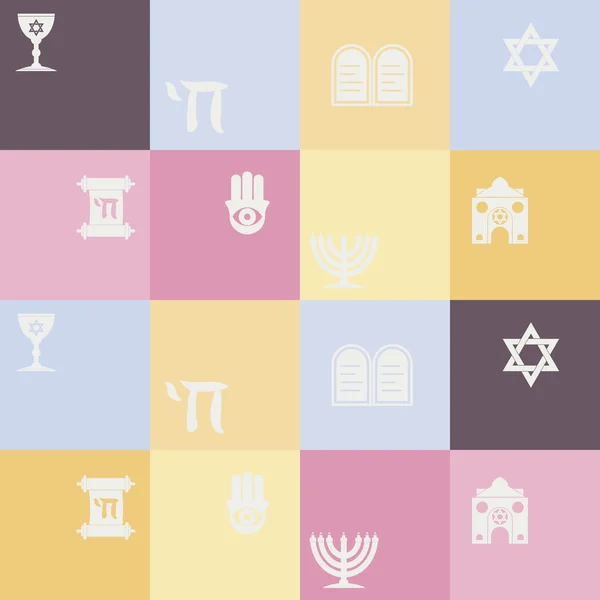 Бесшовный фон с еврейскими символами — стоковый вектор