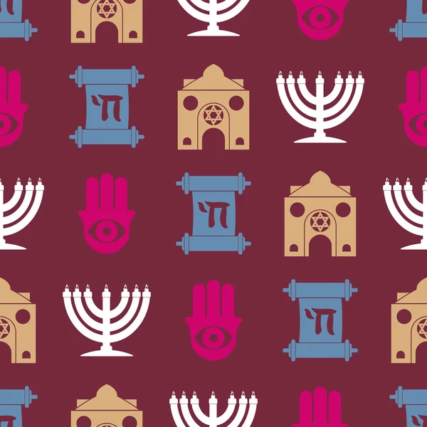 Fundo sem costura com símbolos judaicos — Vetor de Stock