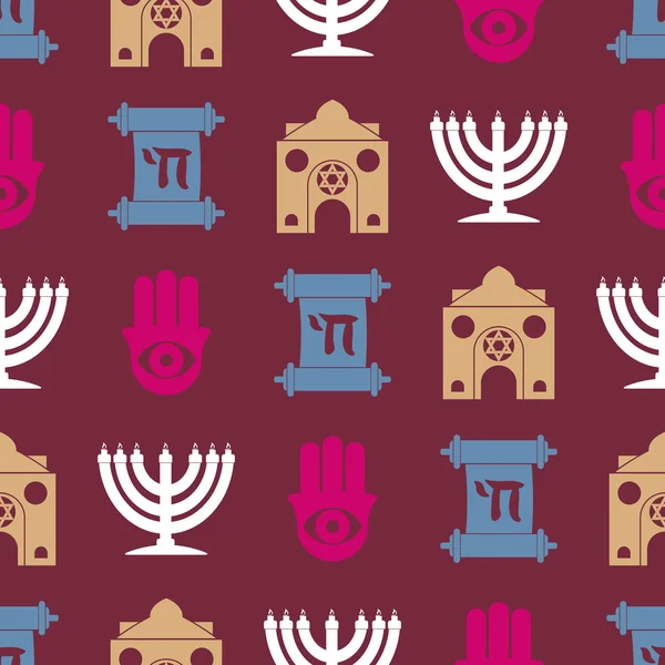 Seamless background with Jewish symbols — Stock Vector