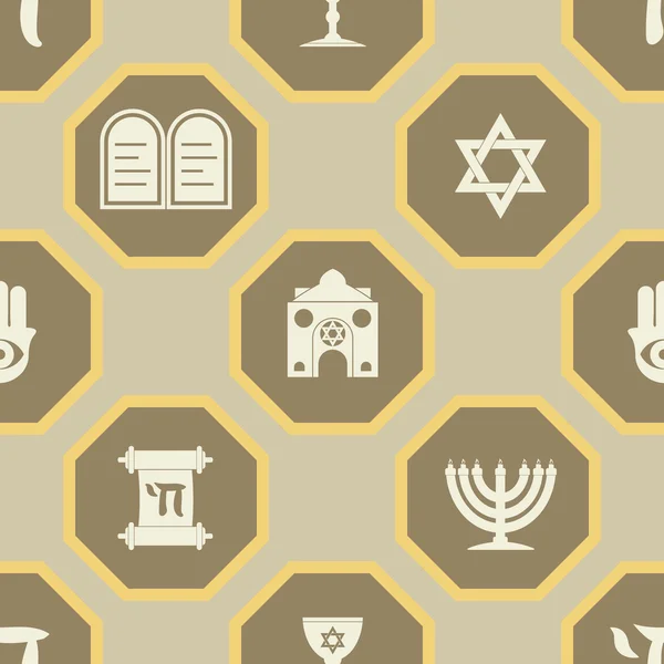 Seamless background with Jewish symbols — Stock Vector