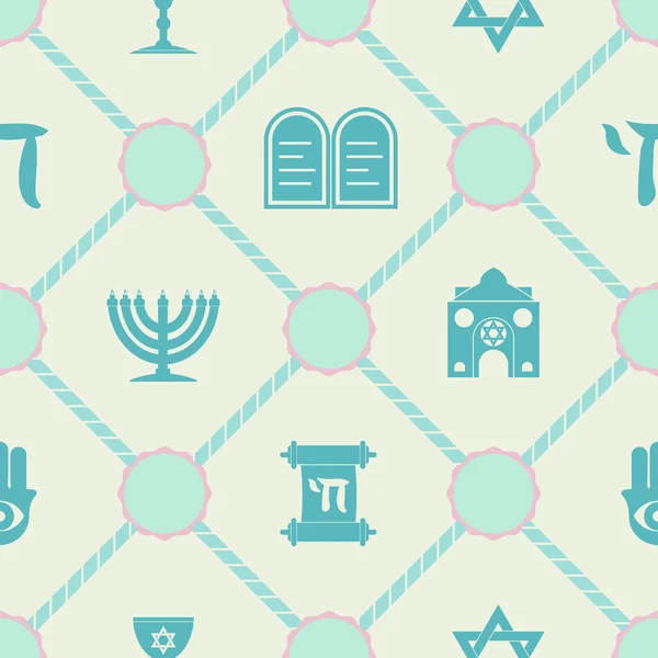 Sfondo senza cuciture con simboli ebrei — Vettoriale Stock