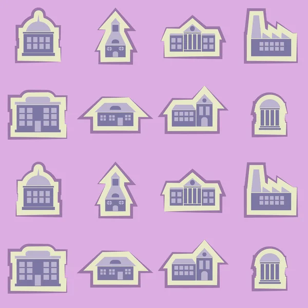 Бесшовный фон с различными городскими зданиями — стоковый вектор