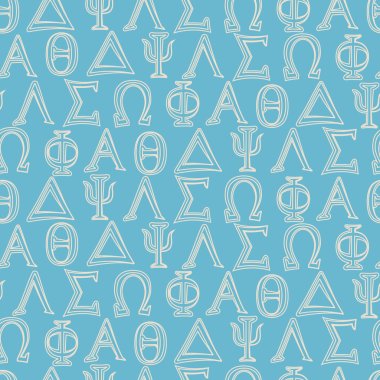Seamless background with letters of the Greek alphabet clipart