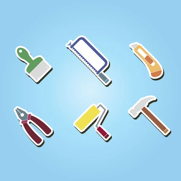 Reihe von Farbsymbolen mit Werkzeugen — Stockvektor