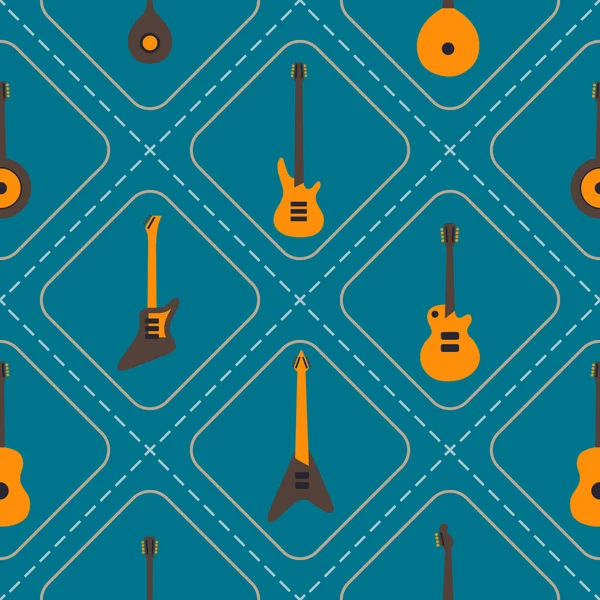 Seamless background with guitars — Stock Vector