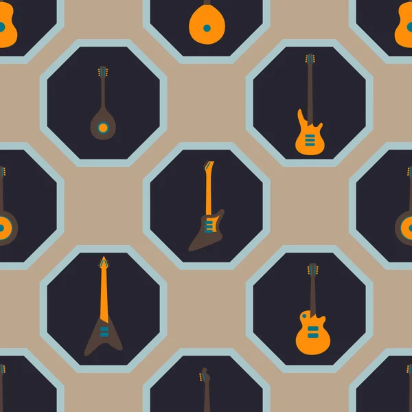 Seamless background with guitars — Stock Vector