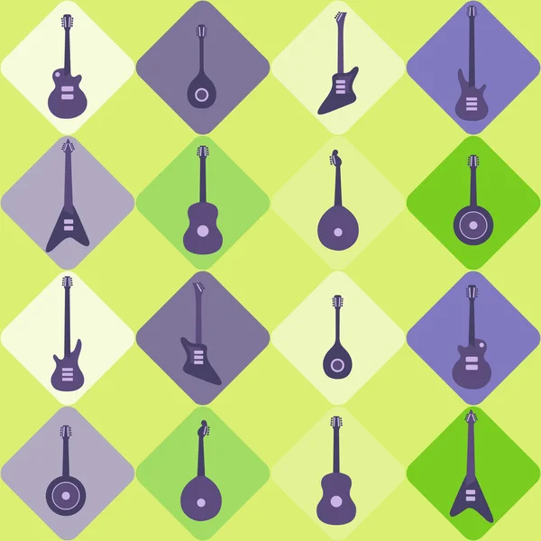 Seamless background with guitars — Stock Vector
