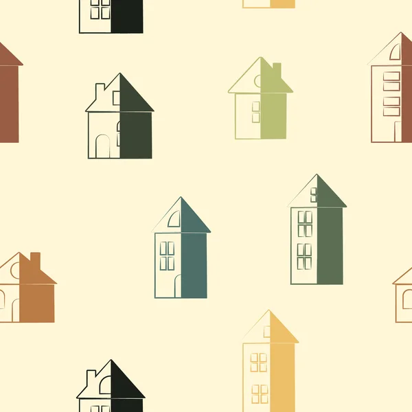 Seamless background with houses — Stock Vector