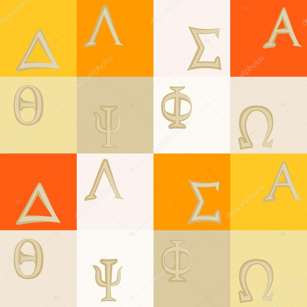 Seamless background with letters of the Greek alphabet