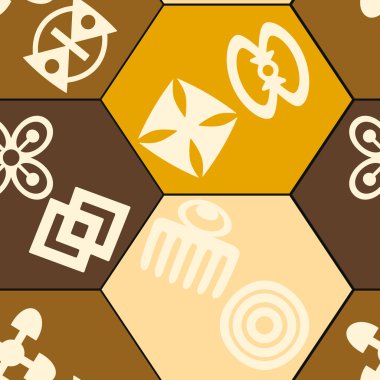 Adinkra sembolleri bulunan sorunsuz arka plan