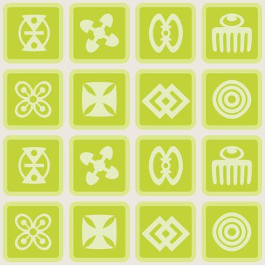 Adinkra sembolleri bulunan sorunsuz arka plan