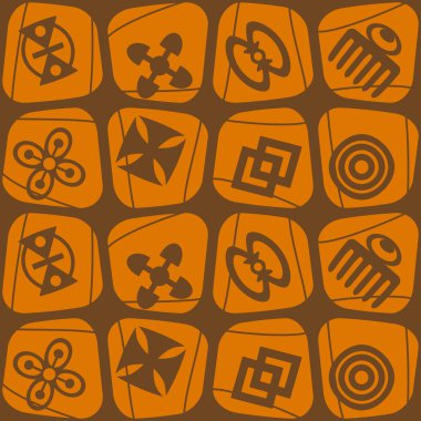 Adinkra sembolleri bulunan sorunsuz arka plan