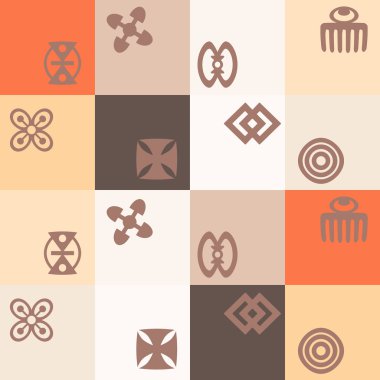 Adinkra sembolleri bulunan sorunsuz arka plan