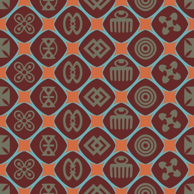 Seamless background with adinkra symbols clipart