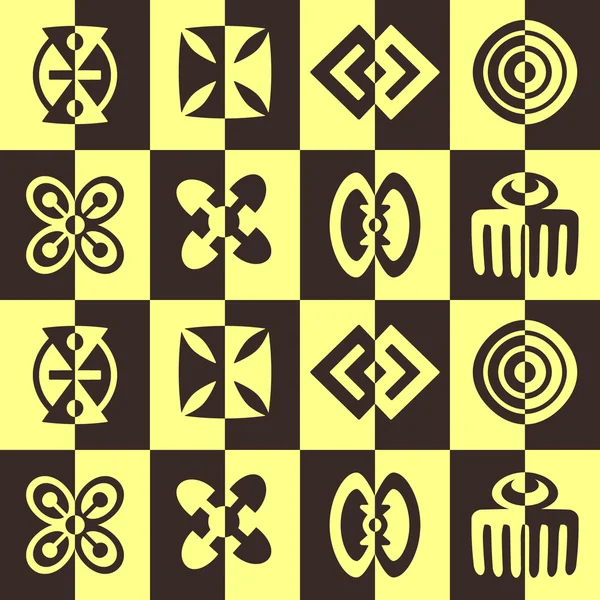 Бесшовный фон с символами Адинкры — стоковый вектор