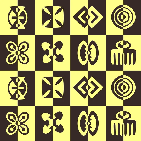 Fundo sem costura com símbolos adinkra — Vetor de Stock