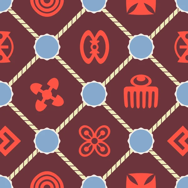 Adinkra シンボルとシームレスな背景 — ストックベクタ