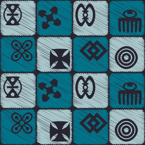 Fond sans couture avec des symboles adinkra — Image vectorielle