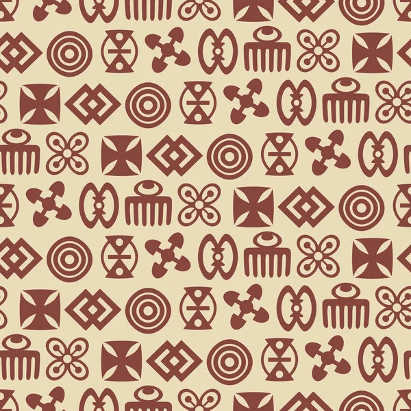 Fond sans couture avec des symboles adinkra — Image vectorielle